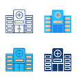 hospital building icon set in flat and line style vector image