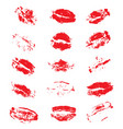 lipstick kiss prints isolated on white background vector image