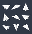 realistic white paper planes collection handmade vector image