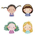 set of watercolor little girl faces 1 vector image vector image