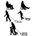 sledding silhouettes vector image