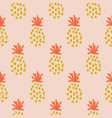 pineapple summer orange tropical textile seamless vector image