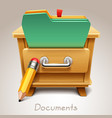 wooden drawer for documents icon vector image