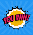 you win sign in pop art style big promo vector image vector image