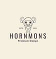 line hipster monster cute with horn logo design vector image