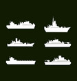 war icons white army ships set of 6 vector image