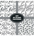set plant seamless texture hand-drawn black vector image vector image