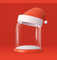 3d christmas snowglobe with santa hat vector image vector image