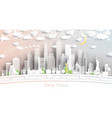 new york usa city skyline in paper cut style vector image