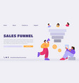 sales funnel landing page with business characters vector image