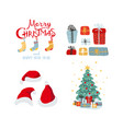 new year card with christmas tree santa hat vector image vector image