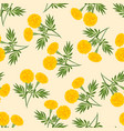 yellow marigold seamless on beige ivory background vector image