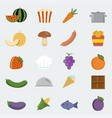 food icons set in flat style vector image vector image