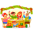 family celebrating christmas vector image