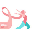 breast cancer care pink ribbon hair woman concept vector image