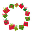 christmas gifts boxes round frame with empty space vector image vector image