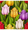 colored seamless pattern with tulips floral motifs vector image