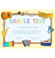 certificate template with musical instruments vector image