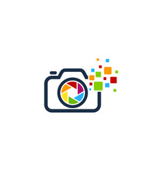 Pixel art camera logo icon design Royalty Free Vector Image