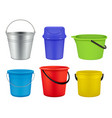 buckets collection empty plastic or metal vector image