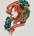 doodle woman portrait vector image vector image