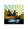 cowboy man steering flatboat along river vector image vector image