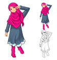 Muslim Girl Fashion Wearing Pink Veil or Scarf Vector Image