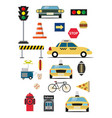 urban mode of transport cars taxis vector image