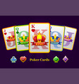 king queen and jack playing card suits with crown vector image