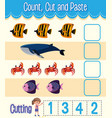 count cut and paste maths worksheet for children vector image