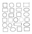 doodle frames square borders sketch lines hand vector image vector image