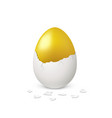 golden egg in white eggshell vector image