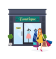 i love shopping woman and holding bags vector image vector image