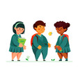 schoolchildren standing together - colorful flat vector image