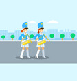 drums girls parade banner flat style vector image