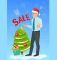 happy businessman in santa hat vector image vector image