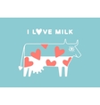 happy cow with udder and red heart full of milk vector image vector image