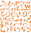 orange hand drawn arrows set vector image vector image