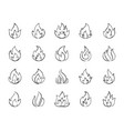 fire charcoal draw line icons set vector image vector image