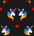 unicorn with closed eyes rainbow mane seamless vector image