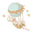 spring of bunny fly on balloon vector image