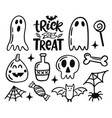 halloween doodle elements set vector image