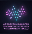 heart beat neon light icon sound and audio wave vector image