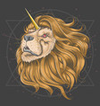lion unicorn horn vector image vector image