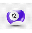 violet billiard ball with number 12 3d isolated vector image