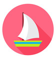 flat sea ship circle icon with long shadow vector image vector image