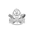 restaurant label with chef crossed spoon and fork vector image vector image