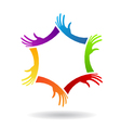 hands in circle logo vector image vector image
