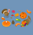 3d isometric flat set of thanksgiving vector image