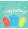 happy birthday greeting card with gifts vector image